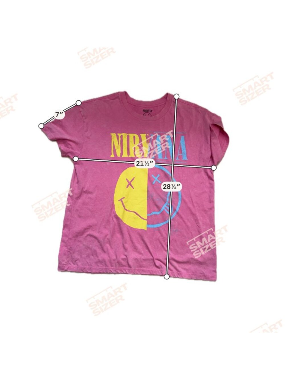 Nirvana Live Pink Graphic T-Shirt Smiley Face Women's Size Medium 1948 - Picture 5 of 5